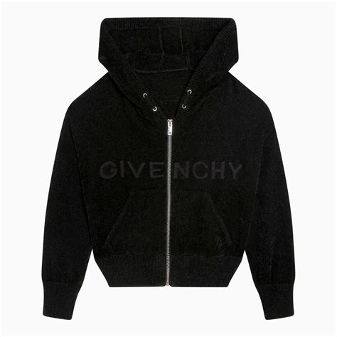 Givenchy Felpa Nera In Cotone Con Cappuccio Bambino .